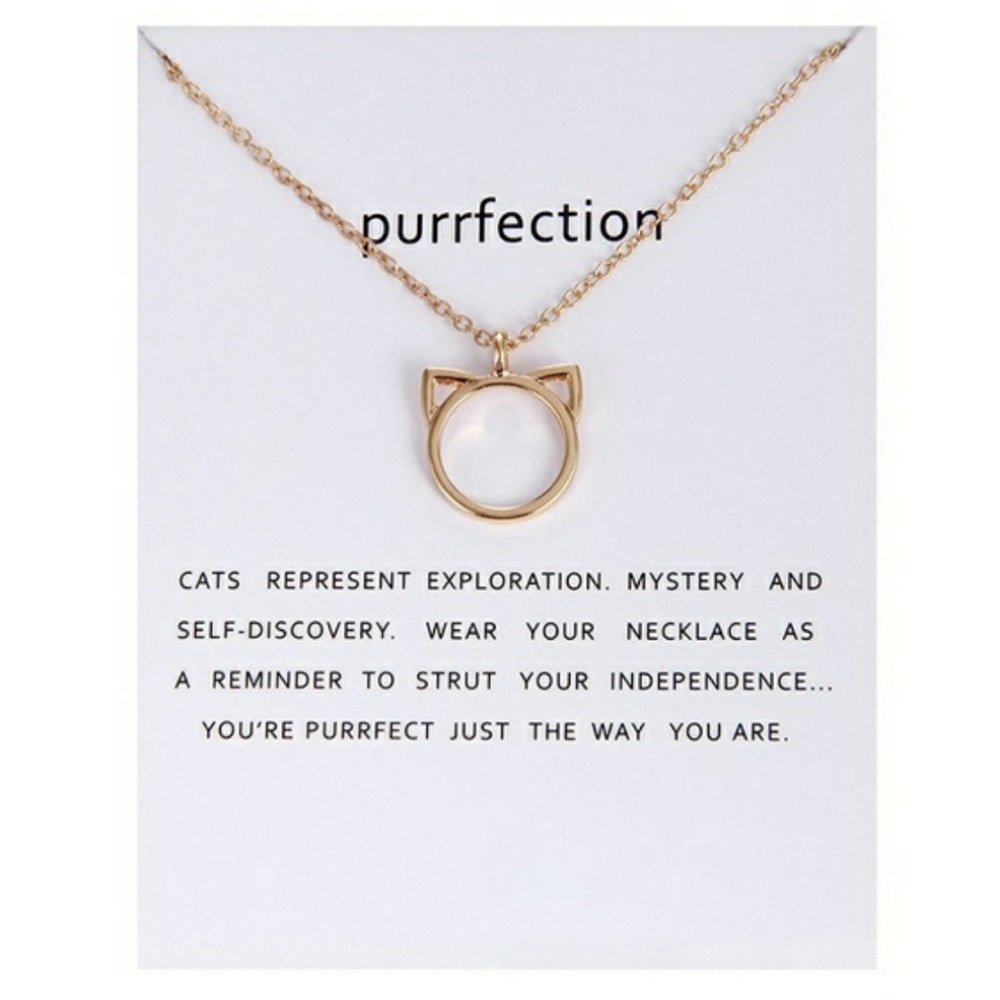 TWO FOR $12 -- dainty gold necklace - cat